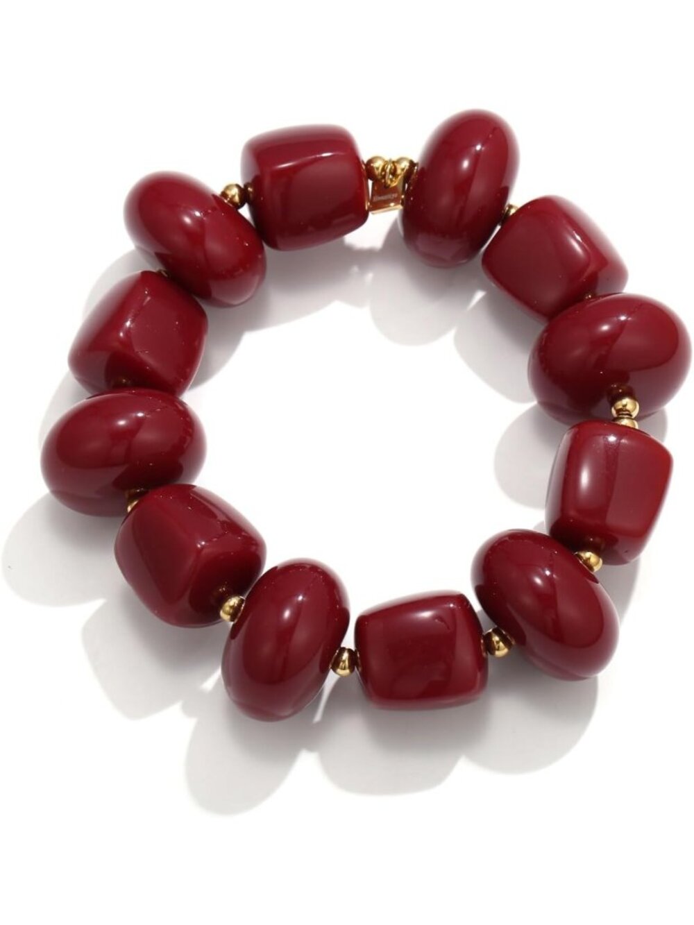 Chunky Resin Beaded Stretch Bracelet for Women | 14K Gold-Plated Boho Jewelry